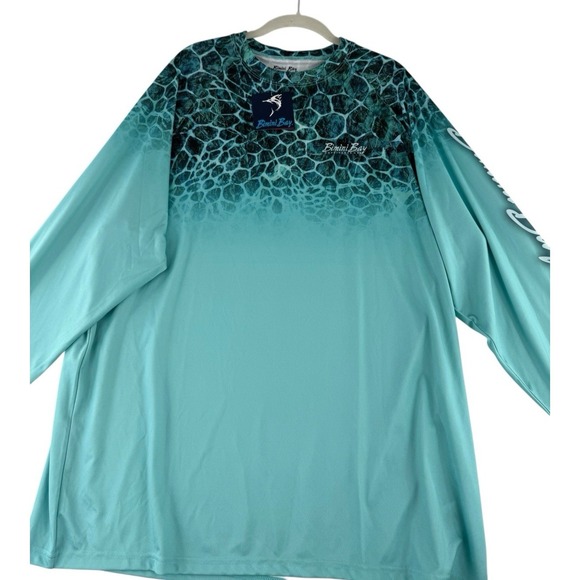 Bimini Bay Outfitters Turqoise Shirt  XL Turtle Pattern Fade Fishing NWT - Picture 3 of 10